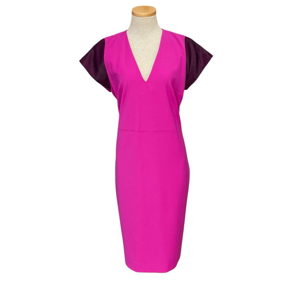 Giulietta Modello Dress Italian Luxury Designer Pink Purple Wool Sheath Medium